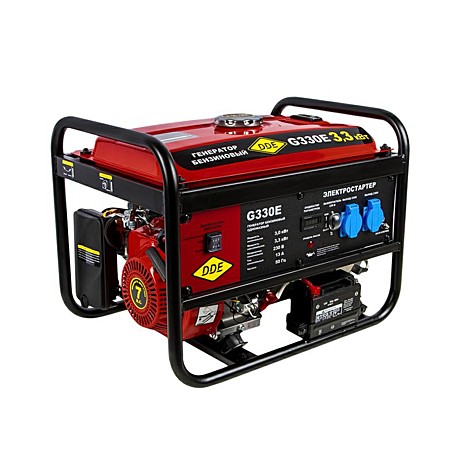 Генератор бензиновый DDE 3 кВт (3,3кВА) G330E, бак 15л, 7 л.с. элстарт.