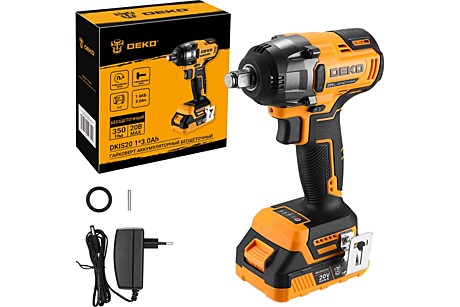 Гайковерт аккумуляторный бесщеточный DEKO DKIS20, 20В, 350Hm,  1*3.0Ач