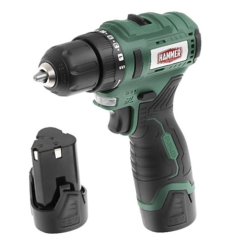Акк.дрель Hammer бесщ. ACD12BL 12В 2x2Ач LiION 10мм 0-400/0-1400об/мин 40Нм в кейсе