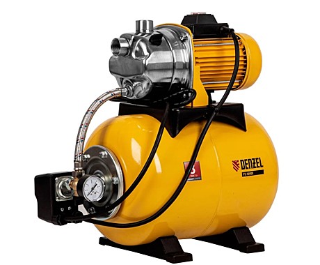 Насосная станция Denzel PS1000X, 1000 Вт, 3500 л/ч, бак 24 л, напор 44 м, нержавейка