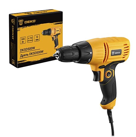Дрель шуруповерт DEKO DKSD500W, 28Нм, 0-750 об/м 10мм