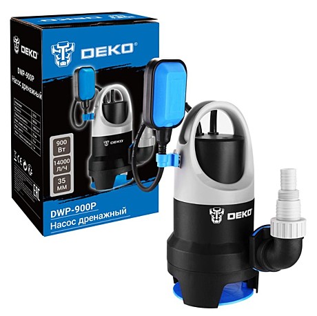 Насос дренажный DEKO DWP-900P (грязевая, поплавок, 220В, 900Вт, пластик)