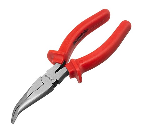 Длинногубцы изогнутые Matrix 180 мм, шлифованные, пластмассовые рукоятки 17495