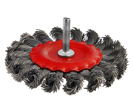 Кордщетка Hammer Flex 207-209 100мм d6  радиальная витая жесткая, с хвостовиком