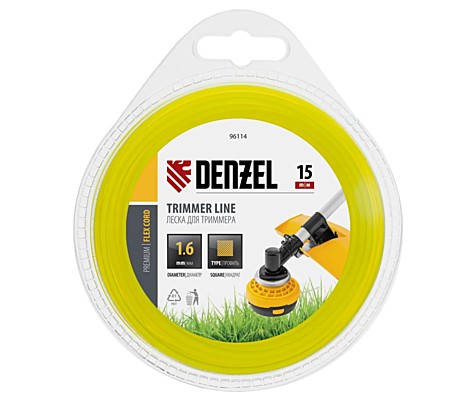 Леска для триммера Denzel 1,6 мм квадрат 15м