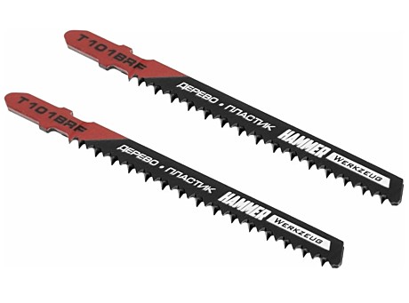 Пилка для лобзика Hammer Flex 204-105 JG WD T101BRF  дерево\пластик, 74мм, шаг 2.5, BiM, 2шт.
