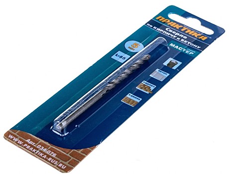 Сверло по бетону ПРАКТИКА   5 х 85 мм (1шт.) блистер, серия Мастер 034-076