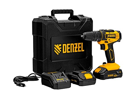 Акк.дрель удар. Denzel CID-18-02BM, Li-Ion,18 В, 30Нм, 2 акк.2Ач, 0-400/0-1500 об/м 26135